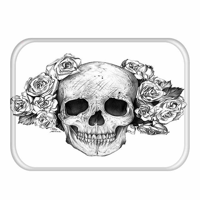 Tapis de bain en flanelle avec tête de mort, décoration d'intérieur, paillasson antidérapant, tapis de bain: 2