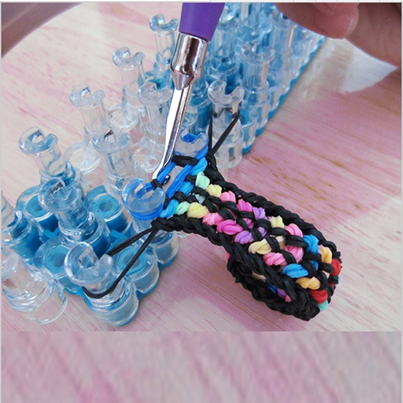 Originele Breien Machine Weave Elastiekjes Loom Vetersluiting Diy Handgemaakte Weven Tool Gevlochten Armband Kids Speelgoed Voor Kinderen Meisjes