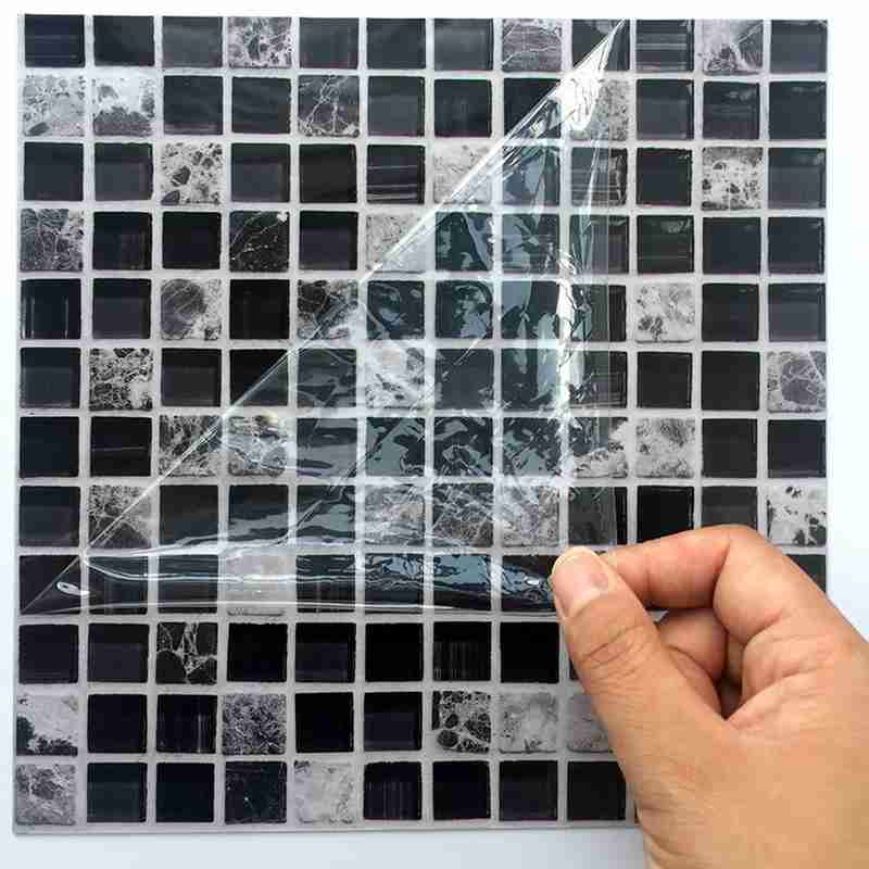 Kakel klistermärken svart vit grå ton mosaik självhäftande vattentät klistermärke klistermärken kök hållbara material för badrum  m1 z 5