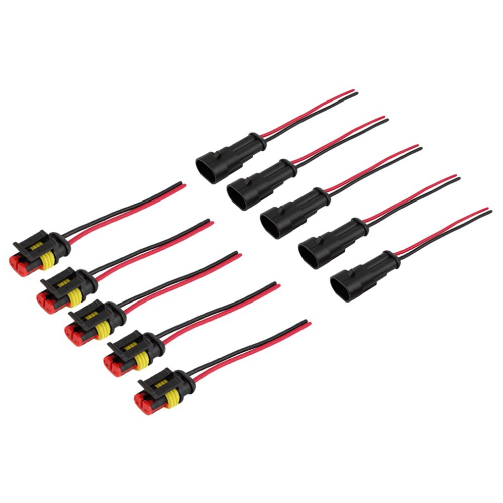 10 Kit 2 Pin Car Motorcycle Waterproof Electrical Connector Plug with Wire Auto Connector