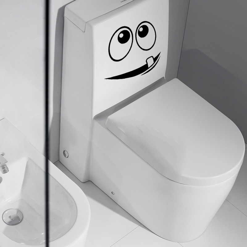 Rolig tand smiley face toalett/väggdekal för badrumsskåp dekoration hemdekaler vattentäta vinylklistermärken vattentäta