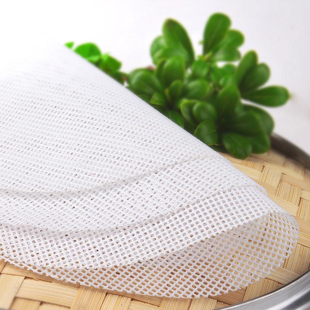 Round Non-Stick Silicone Steamer Pad White Dim Sum Paper Home Restaurant Steamers Mat Kitchen Cooking Tools