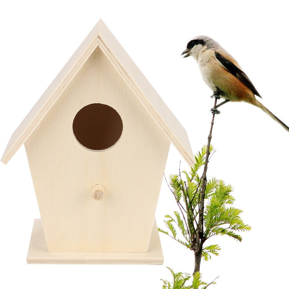 Tre fugleredeboks hengende fuglehus naturlig tre fugl bur hvilested veggmontert utendørs innendørs fuglhus: D