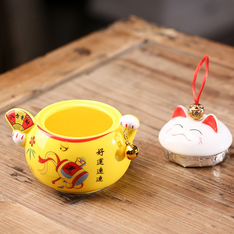 Bocaux en céramique multifonctions, pot à thé, pot à épices, décor rustique de maison Kawaii, décoration de salle, chat porte-bonheur