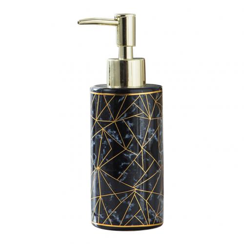 300ml snygga marmor keramiska lotion schampo flytande tvål dispenser pumpflaska tom påfyllningsbar flaska kosmetiska behållare: Svart