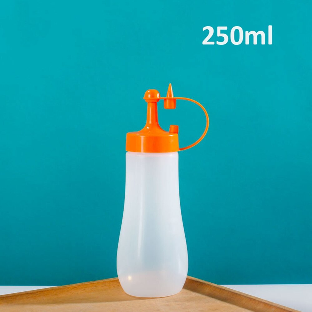 250/360/480/720ml bouteille de compression avec bouchon pour Ketchup moutarde Mayo Sauces chaudes huile d'olive Condiment presser bouteille outils de cuisine: 250ml-Orange