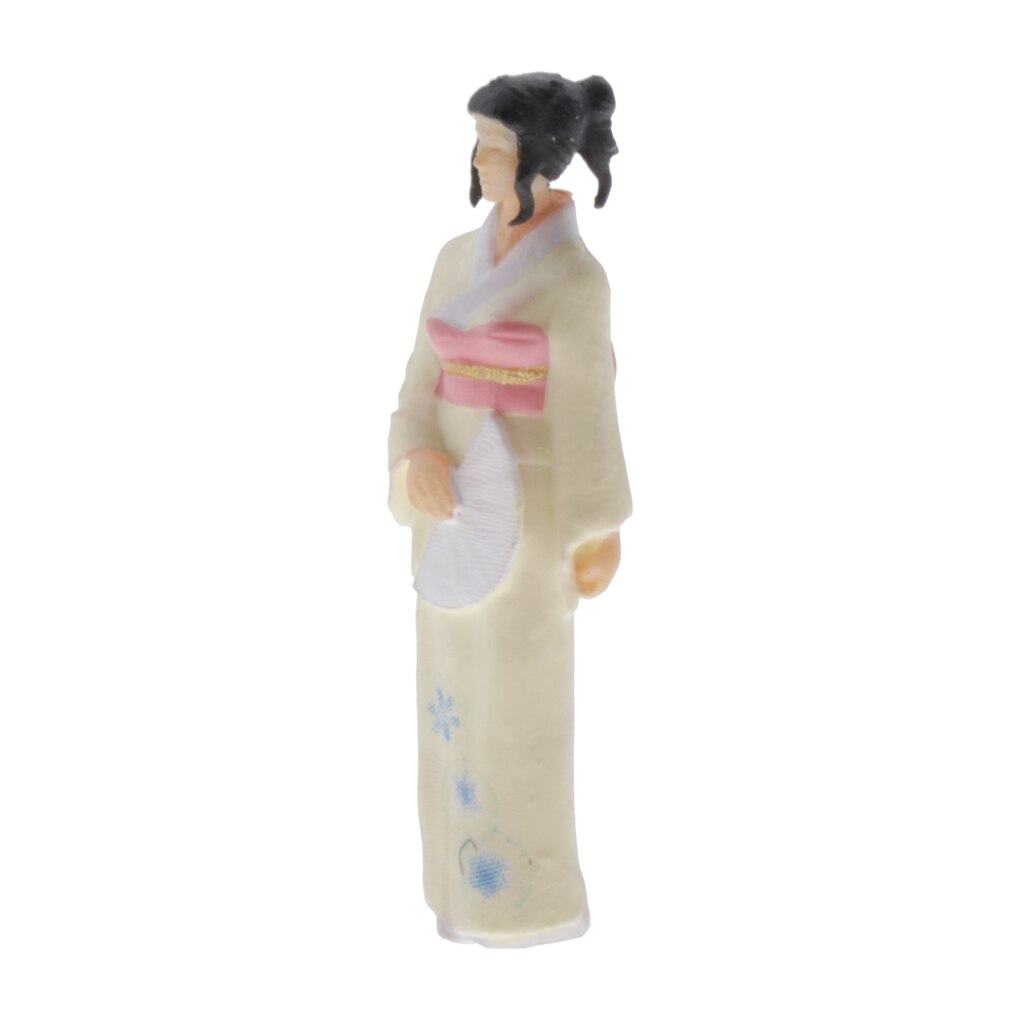 1/64 Japanese Women Mini Figure PVC People Model Sand Table Group DIY Decor: Yellow