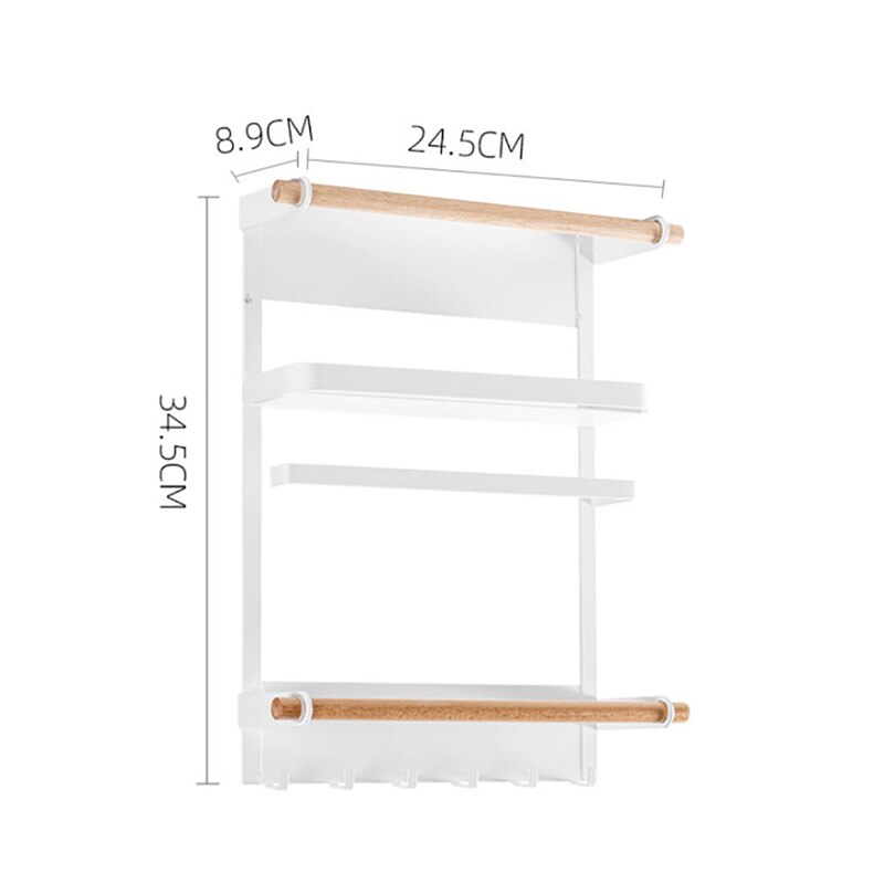 Étagère de rangement magnétique pour réfrigérateur, porte-rouleau de serviettes en papier, organisateur à suspendre pour Machine à laver, fournitures de cuisine à domicile: WHITE