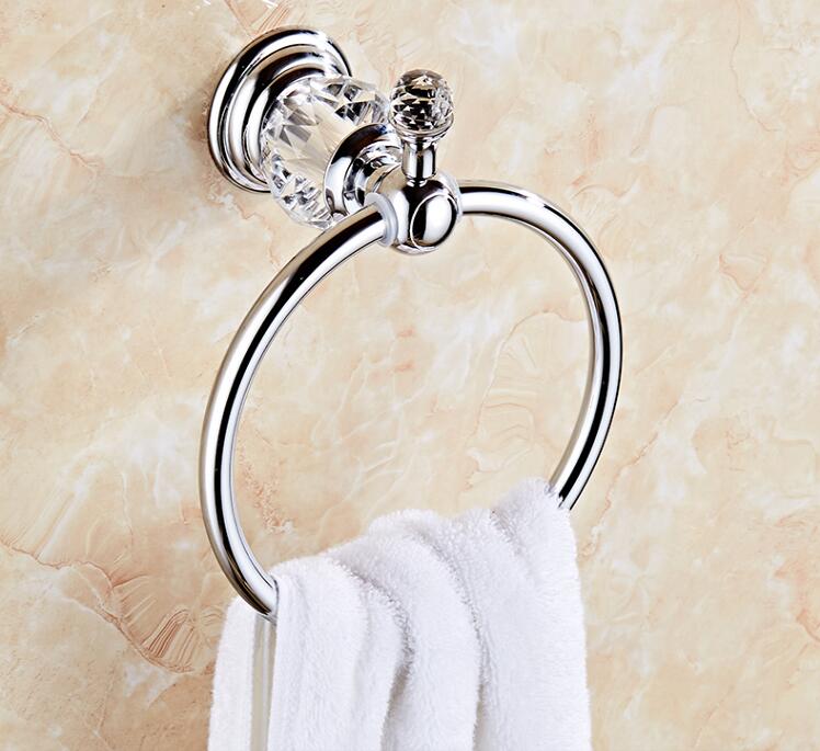 Badeværelse tilbehør krom krystal håndklæde ring toiletpapir holder kopholder håndklæde bar morgenkåbe sanitetsartikler suite: Håndklæde ring