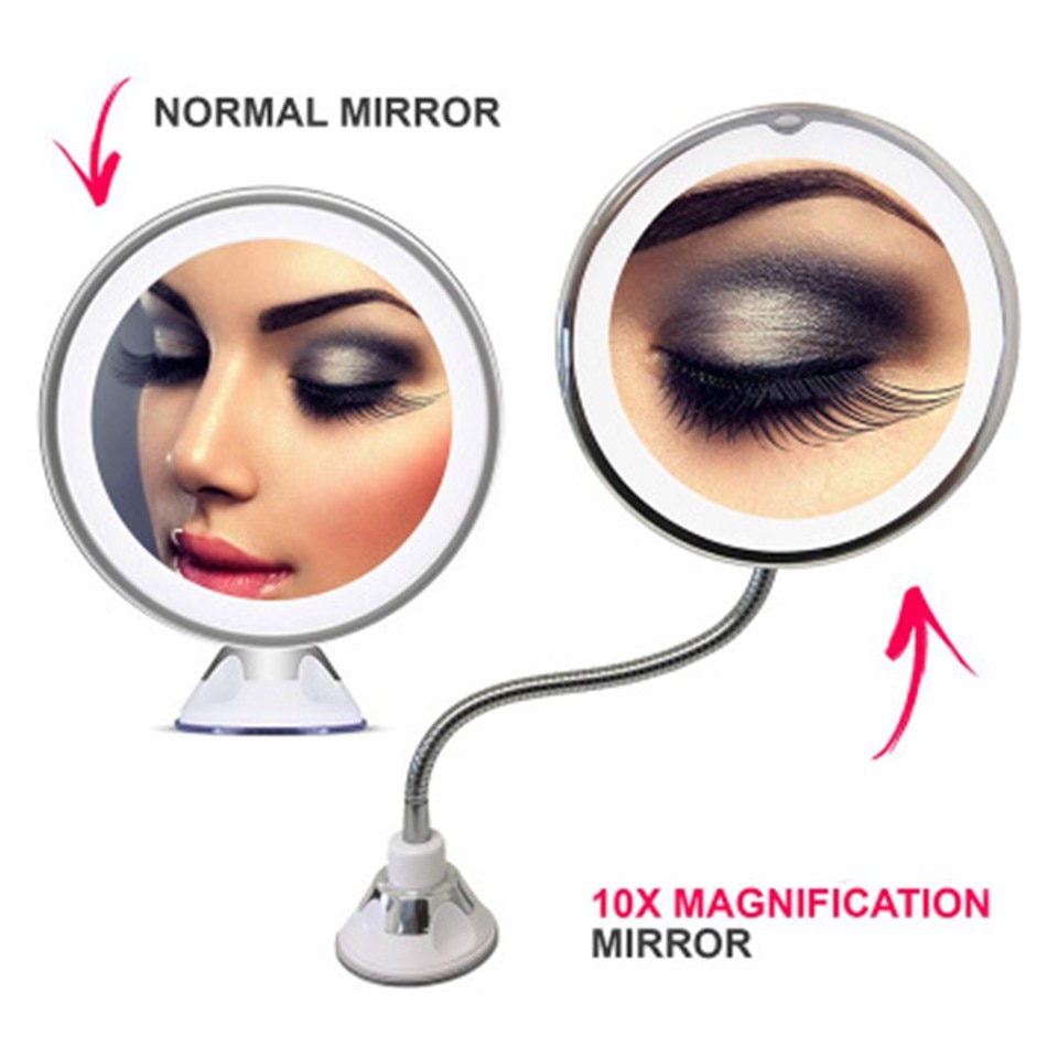 360 graders rotation 10x forstørrende makeup spejl mit fleksible spejl folde forfængelighed spejl med led lys makeup værktøjer