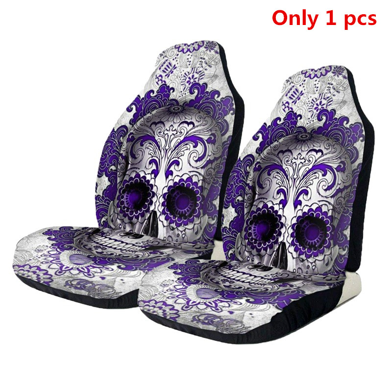 2 uds. Funda para asiento de coche con estampado de calavera en 3D, funda protectora Universal para asiento delantero de coche, accesorios para coche, funda completa para la mayoría de coches: 1pcsA
