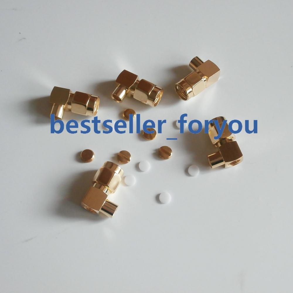 10x SMA Male Plug Right Angle RF Coaxial Conector For RG402 Semi-flexible Cable
