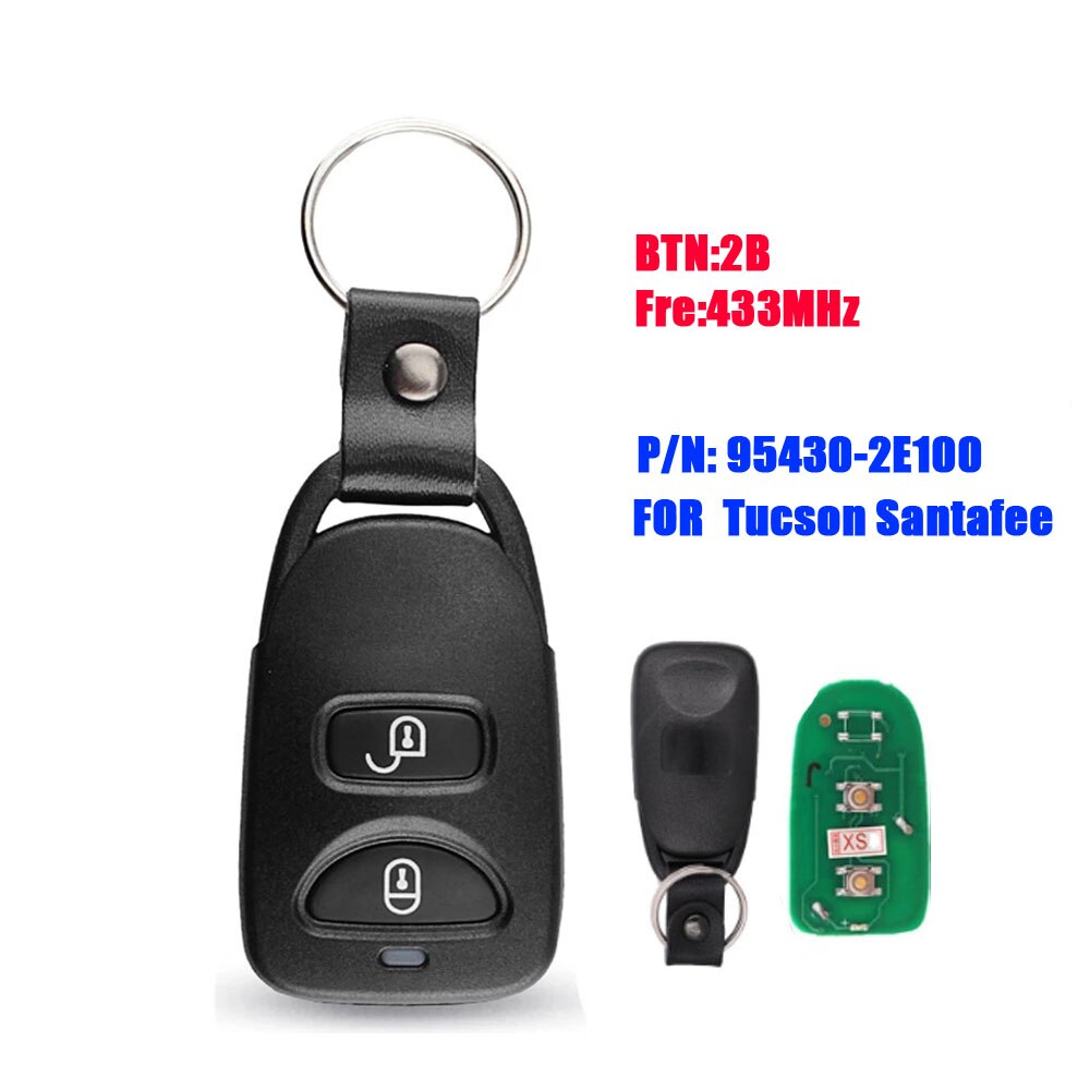 Auto Afstandsbediening Sleutelhanger Voor Hyundai Tucson Santa Fe Vervanging 2 Knoppen 433Mhz P/N: 95430-2E100