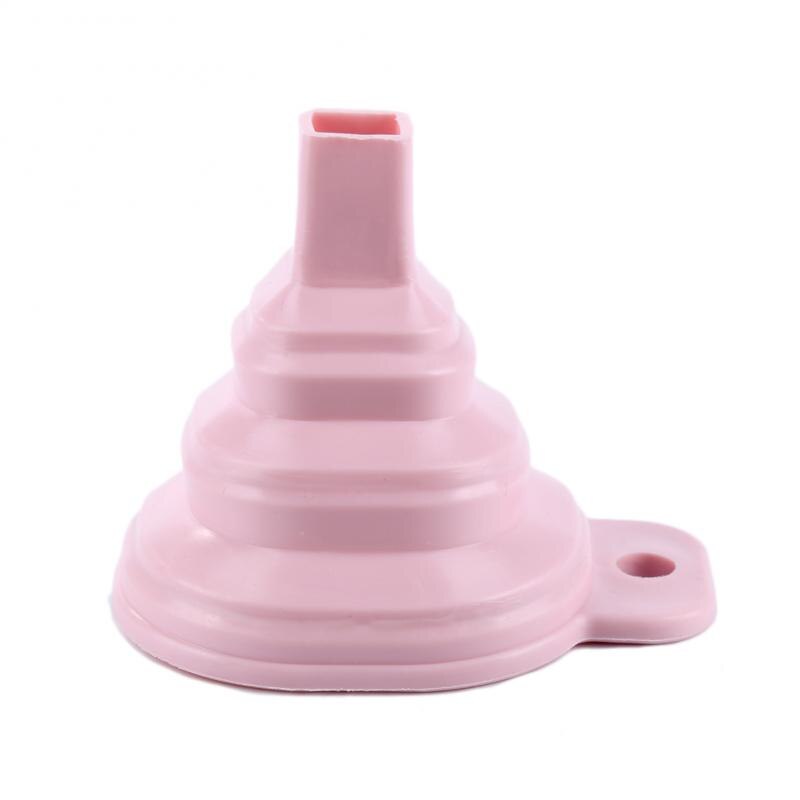 1PC Silicone Foldable Funnel Practical Collapsible Funnel Water Liquid Dispensing Oil Wine Filling Packing Heat Oil Resistant: Pink