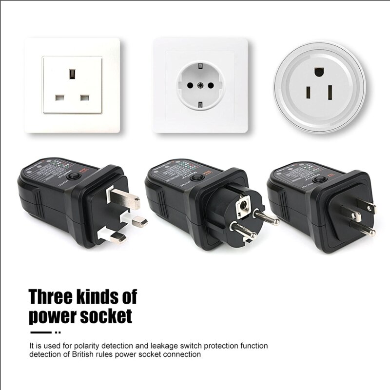 Receptacle Tester Socket Tester Outlet Open Ground Open Open Neutral Tester Earth/Live/Neutral Wire Tester Durable
