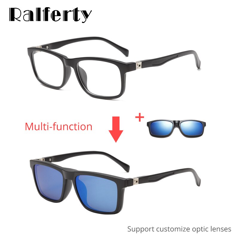 Ralferty student 5 in 1 magnetisk solbrille børn børn klip på briller  tr90 optiske recept briller stel 3d brille  tr8006