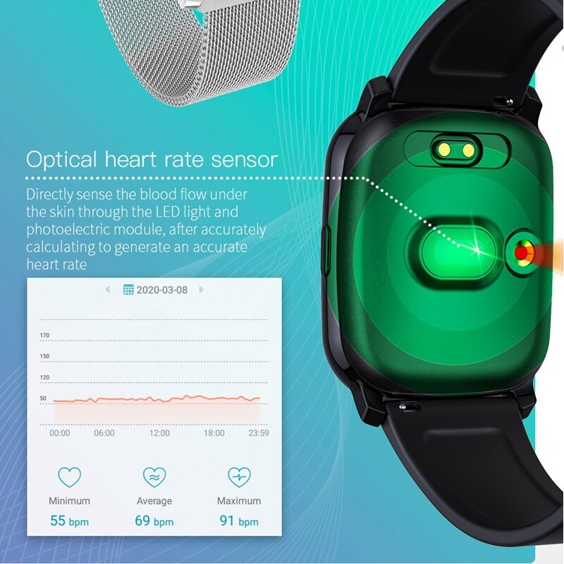 Carkira Smartwatch - Bluetooth 5.0 - Heart Rate & Blood Pressure Monitor - IP67 Waterproof - Fitness Tracker for Android & iOS
