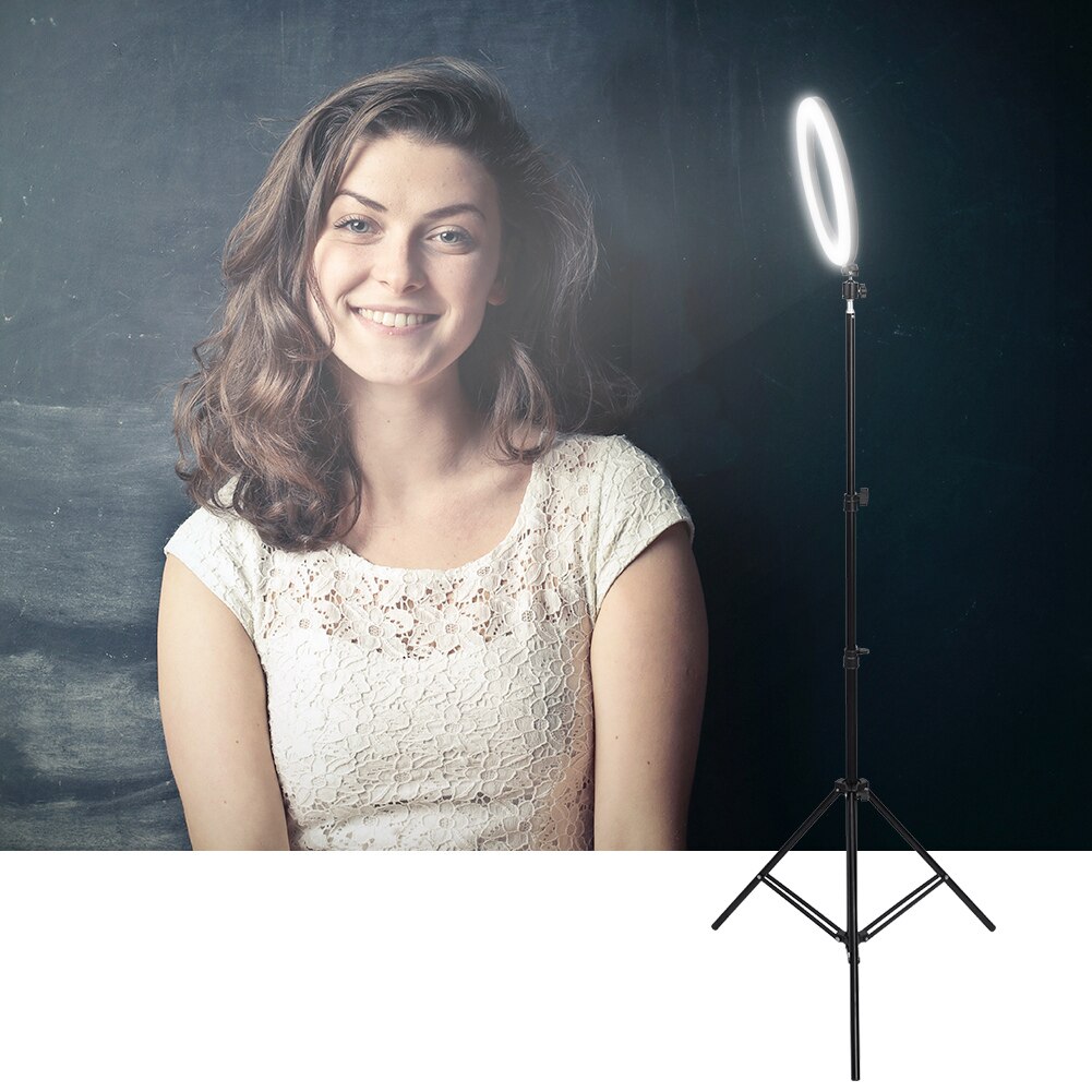 14" 5500K Dimmable LED Ring Light Diffuser MIRROR Stand Make Up Studio Dimmable Camera Phone Circle Led Selfie Ring