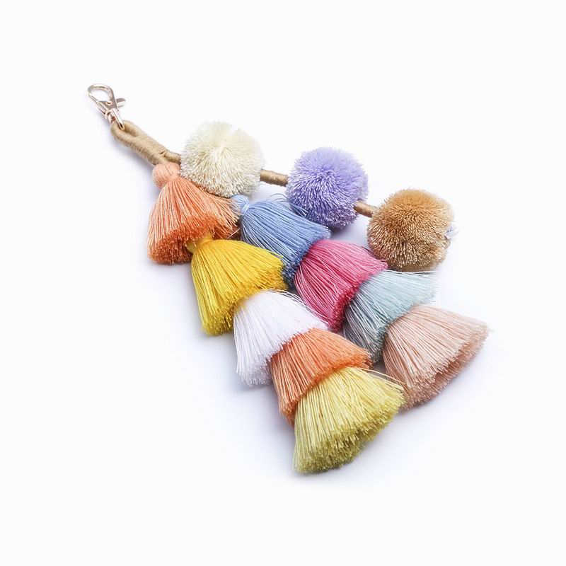 Abstract Pattern Pom Pom Tassel Shoulder Bag