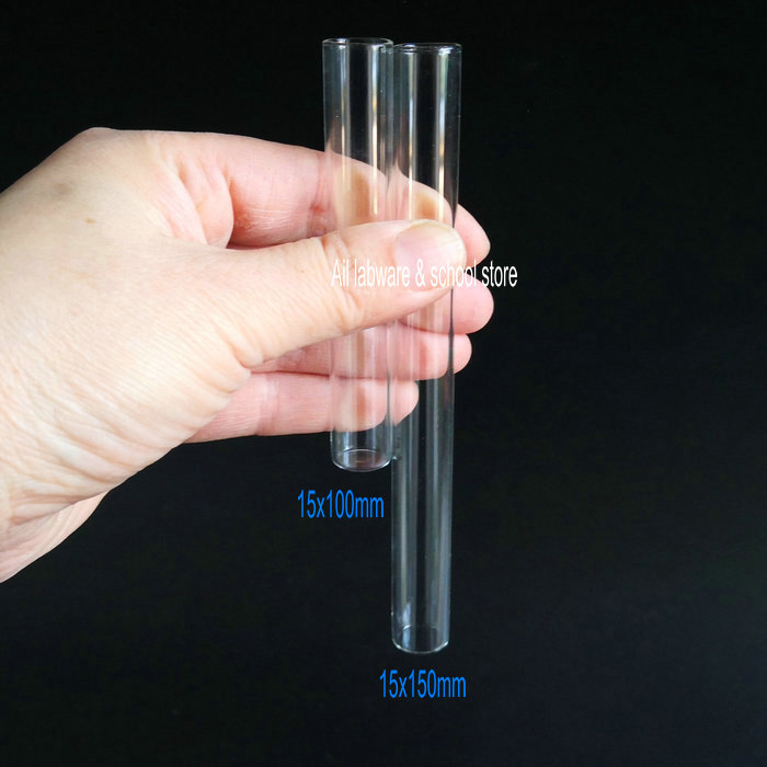 50pcs DIA 12/13/15/18mm Clear glass Test Tubes flat bottom test trial tube for Office School Chemistry Supplies