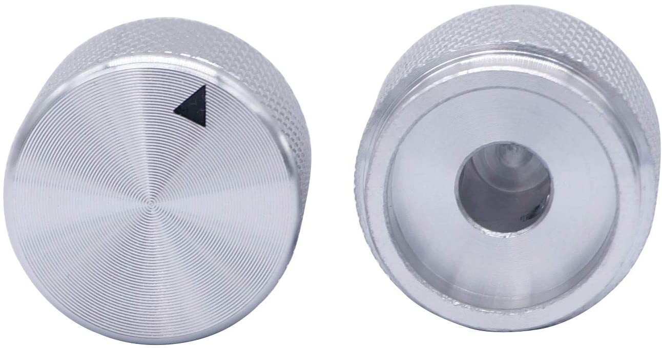 2 stk 20 x 15.5mm( dia x høyde ) 6mm aksel aluminium roterende elektronisk kontroll potensiometer knott volum kontroll knott: Sølv
