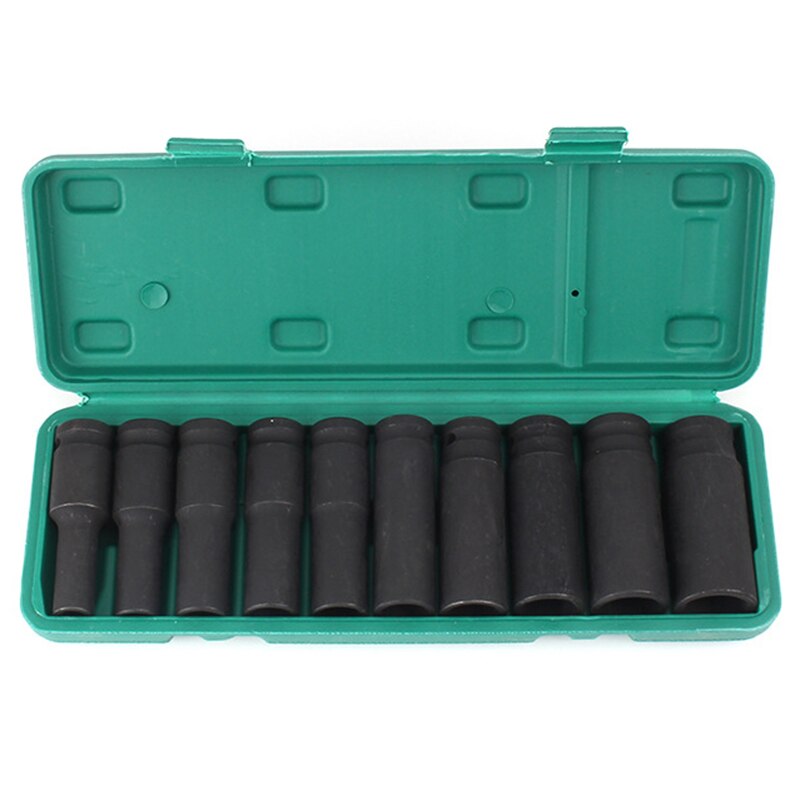 10PCS Deep Impact Socket 8 -22mm Metric Drive Strong and Heavy Duty Socket Set for Wrench Adapter Hand Tool and Repair