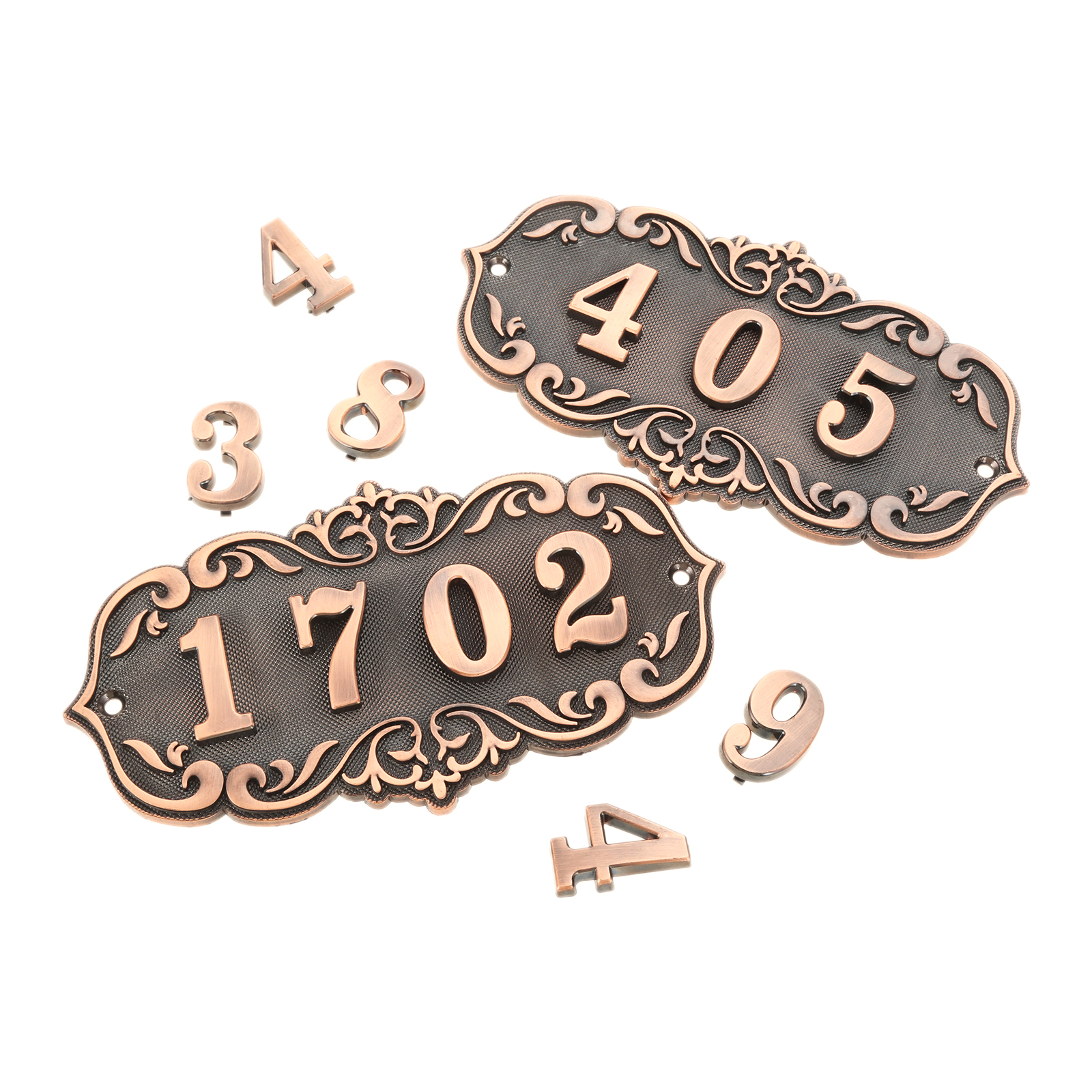 3/4 Digit House Number Door Plate Imitation Metal Sign Plastic Outdoor Mailbox Hotel Apartment 0-9 with Self Adhesive Sticker