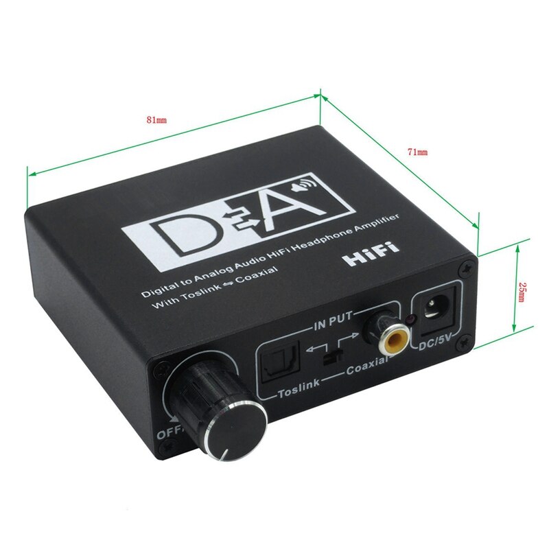 -DC 5V Power DAC Optical Coaxial Bi-Directional Switch RCA 3.5mm Jack Digital to Analog Audio Adapter Converter