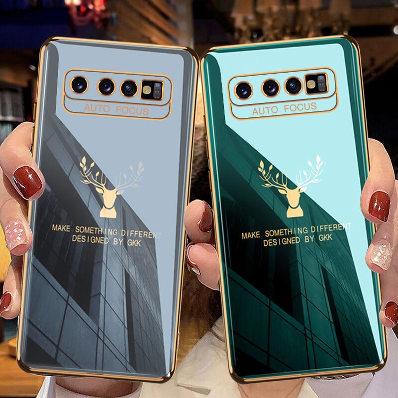 Galvanisierte hülle für samsung Galaxis  s10 s8 Plus 4g 5g , einfarbig, hirschmuster, kameraschutz, weiche tpu-handyhülle