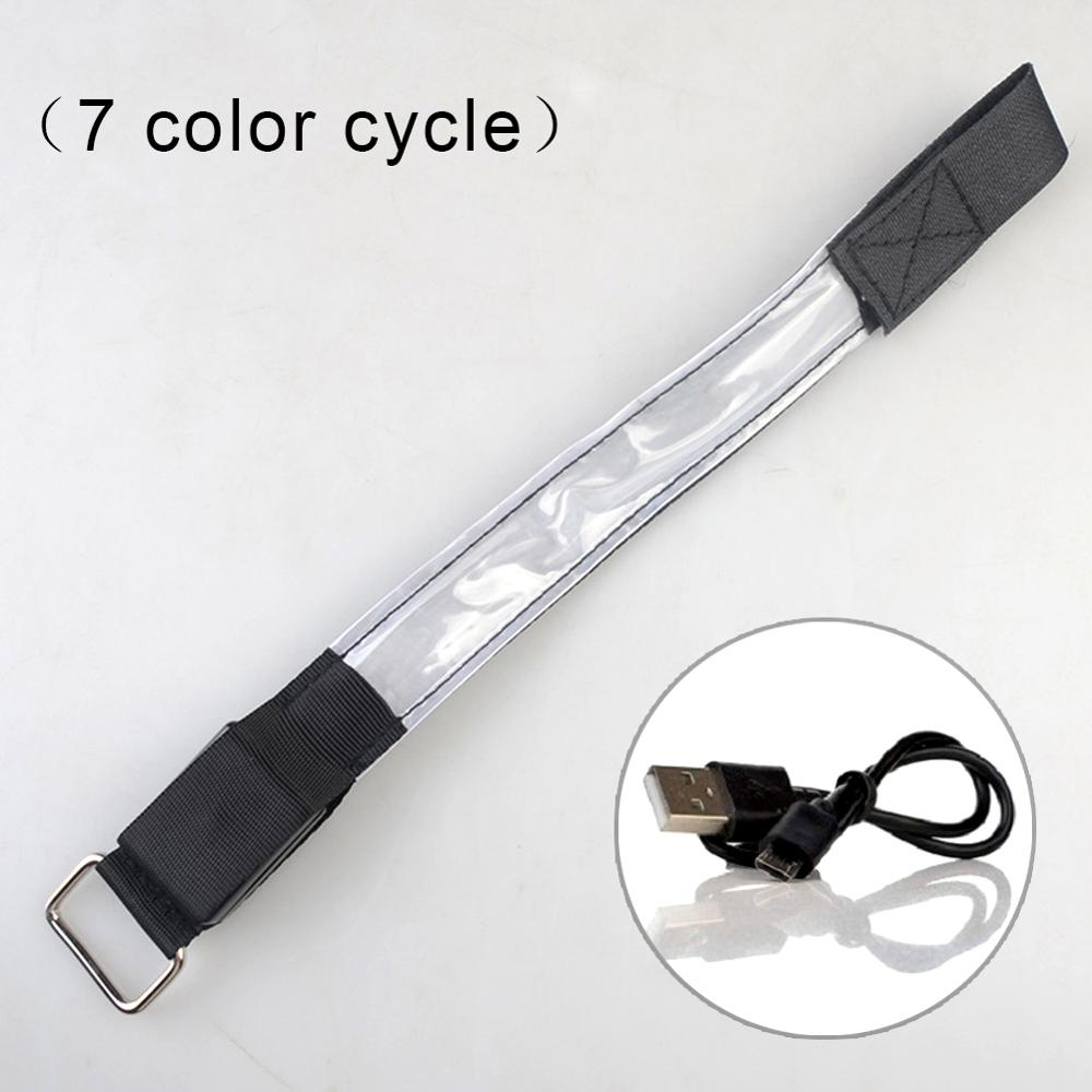 Usb genopladeligt led lysende armbånd reflekterende bånd nat sikkerhedsbånd løbe cykeludstyr til joggere cyklister vandrere koncerter: 7 farves cyklus