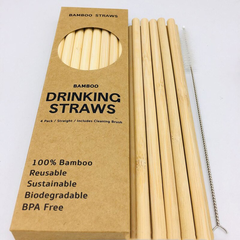 12Pcs Natuurlijke Organische Bamboe Stro Set Milieuvriendelijke Bamboe Stro Case Herbruikbare Rietjes Met Stro Borstel 8 Inch: Peeled bamboo