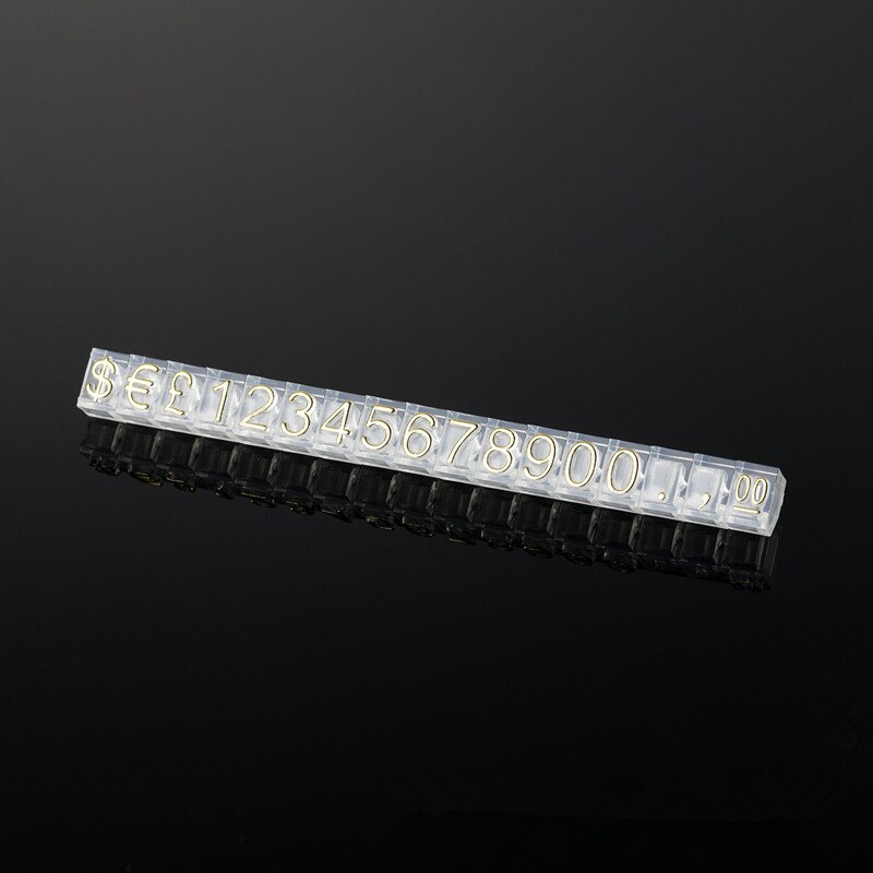 4*6mm Jewelry Pricing Cube Angled Set Small Pricing Block Kit Number Price Label Tag Price Display Stand: Clear Gold Digits