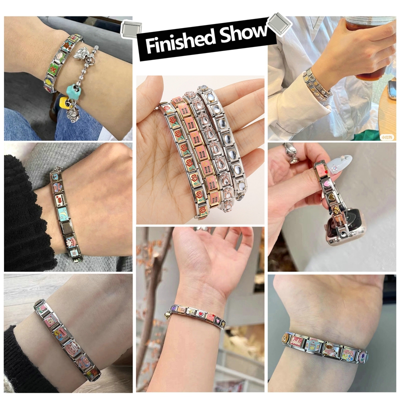 Pulsera de módulo de bricolaje, accesorios de joyería, lindo encanto de estrella de mariposa, enlace italiano, ajuste de pulsera de acero inoxidable de 9mm, joyería Punk