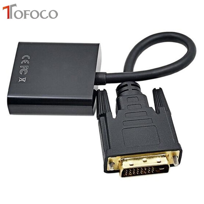 DVI to VGA Adapter Cable 1080P DVI-D to VGA Cable 24+1 25 Pin DVI Male to 15 Pin VGA Female Video Converter for PC Display