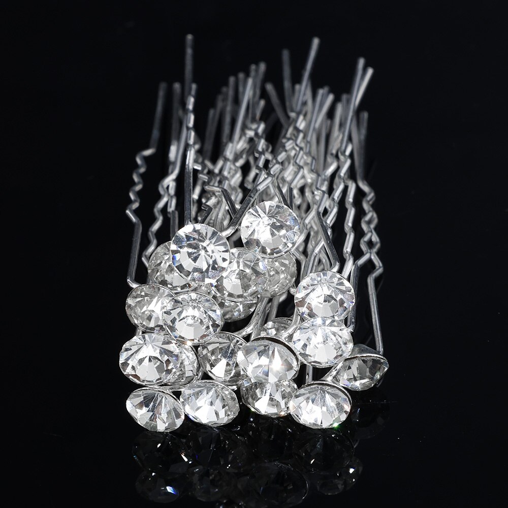 Kolor srebrny perła Rhinestone ślubne grzebienie do włosów akcesoria do włosów dla kobiet akcesoria ozdoby do włosów biżuteria ozdoba ślubna do włosów: 20Pcs 10