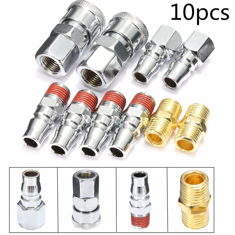 10Pcs/Set 1/4" BSP Air Line Hose Compressor Fitting Connector Coupler Quick Release Pneumatic Parts For Air Accessories