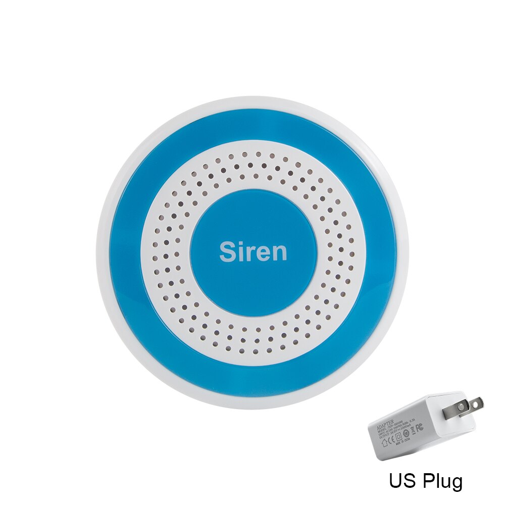 433MHz Wireless Siren Sound and Light Standalone Siren 100dB For Home Security Sound Alarm System DIY Kit: US plug