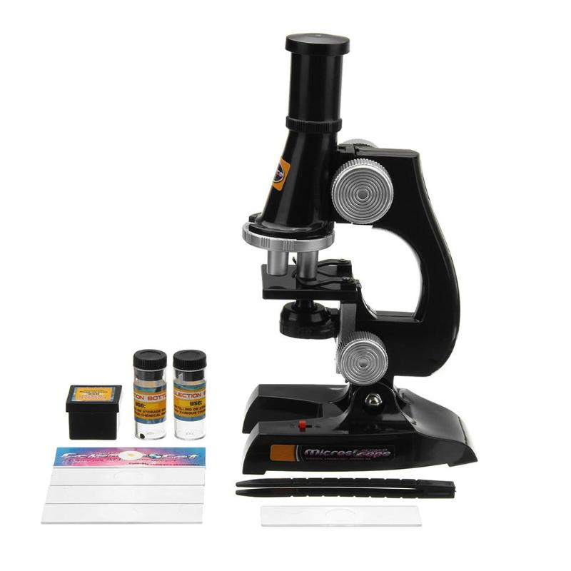 Microscope Kit Lab LED 100X-400X-1200X Home School Science Educational Toy Refined Biological Microscope for Kids Child