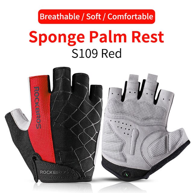 ROCKBROS-guantes de medio dedo para ciclismo, resistentes a los golpes, transpirables, para ciclismo de montaña o carretera: XL / S109R