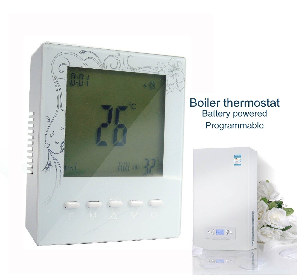 Battery Powered Digital Programmable Gas Boiler Thermostat Controller ...