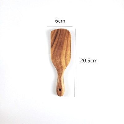 Teak Wood Kitchen Utensils Eco Natural Wooden Cooking Tools Non-Stick Fried Egg Spatula Salad Mixing Shovels Cooking Turners: A-S