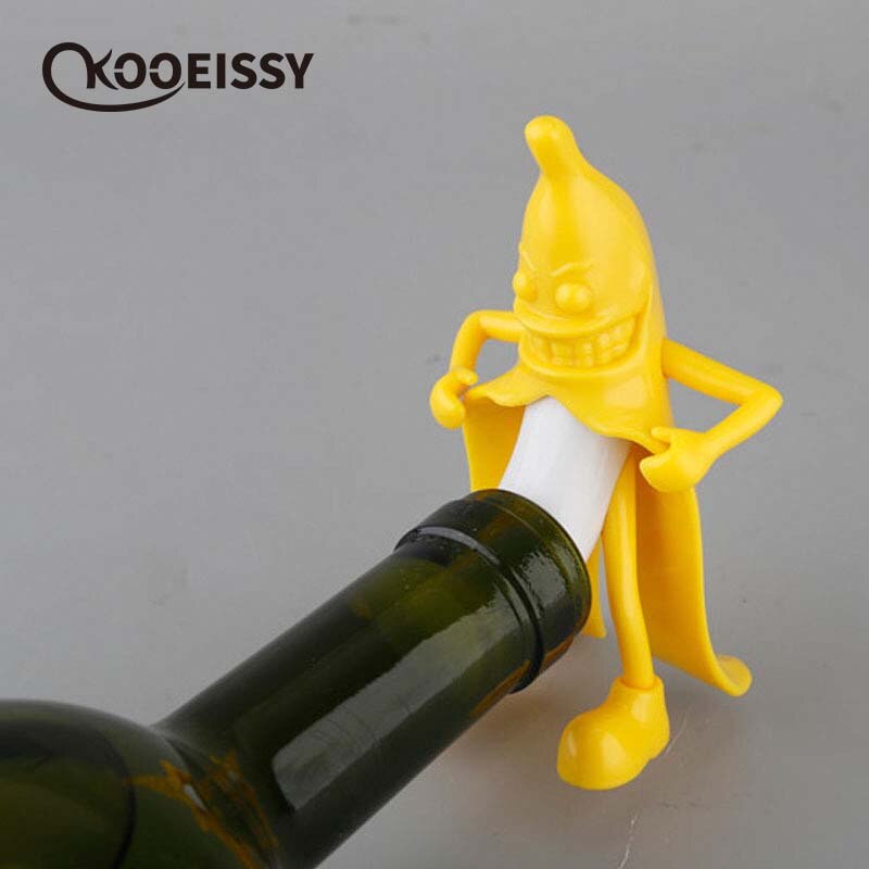 1Pcs Grappige Rode Schurk Rode Wijn Flesopener Wijn Stop Spoof Bar Tool Banana Man rode Wijn Opener: Banana Wine Stopper