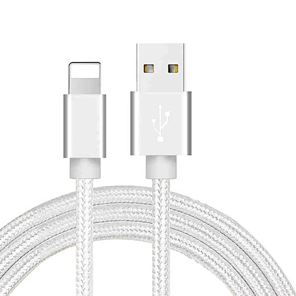 ! ACCEZZ Usb-oplaadkabel Voor Iphone X XS MAX XR 8 7 6 s 6 Plus Lading Data Cord Voor ipad Mini Nylon Verlichting Fast Charger Kabels: Silver