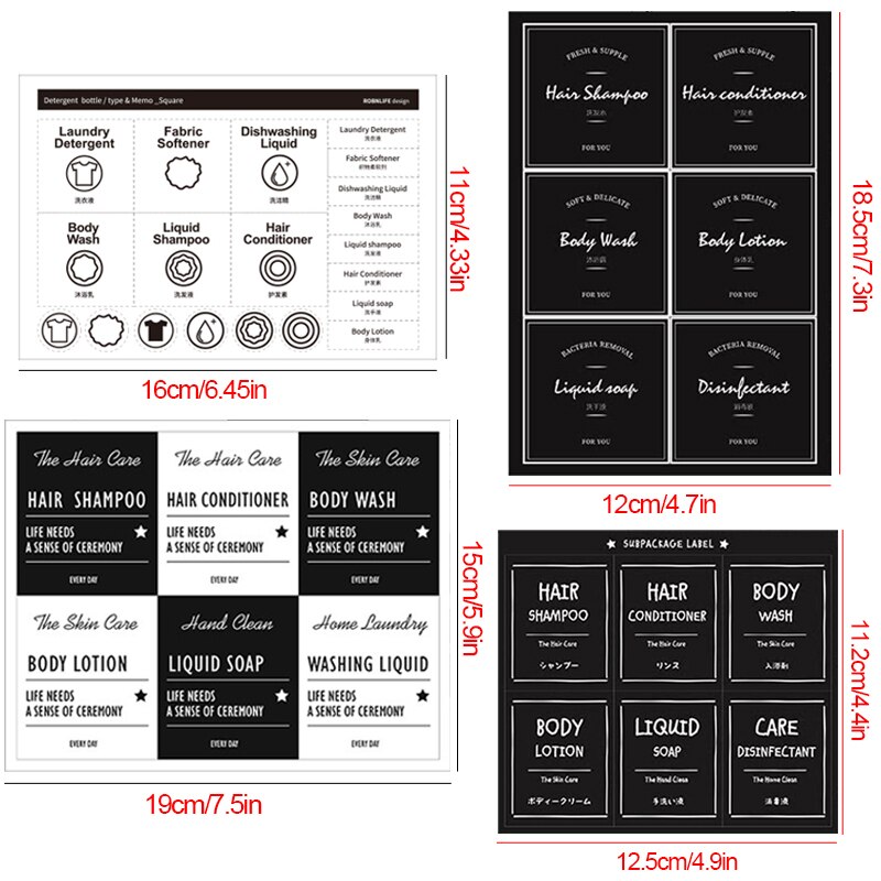 Nordic Zeep Fles Label Sticker Set Badkamer Shampoo Lotion Dispenser Labels Waterdichte Zelfklevende Identificatie Sticker