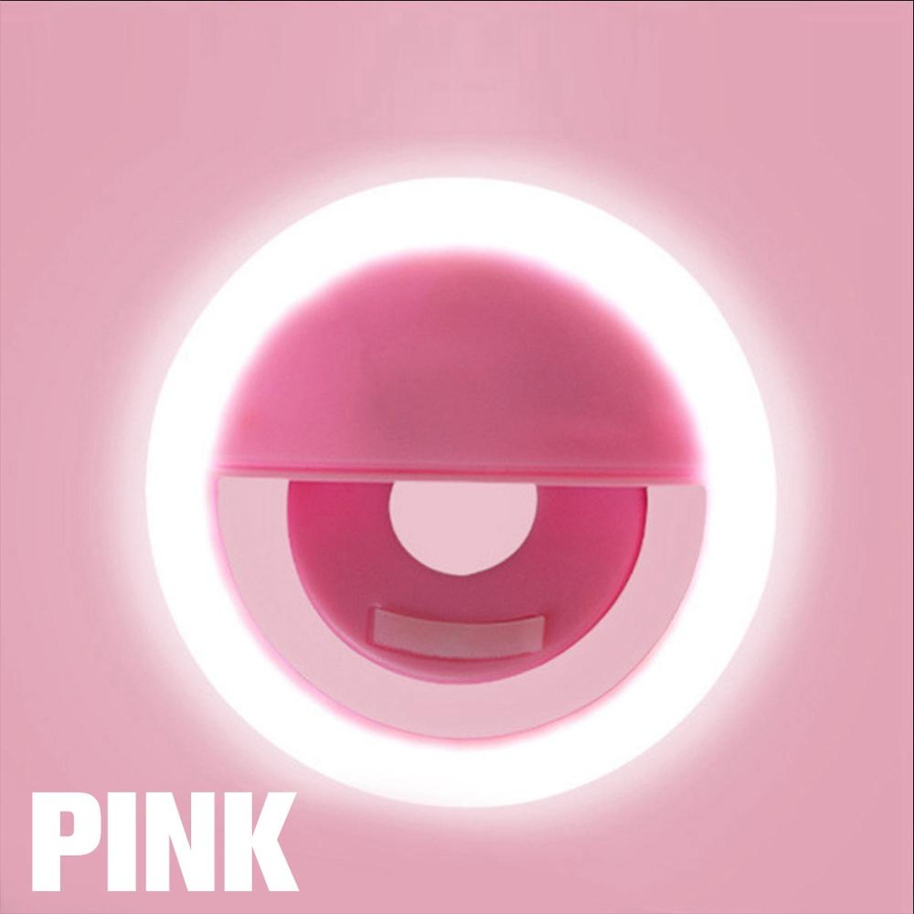 Selfie ring ljus nyhet smink belysning led selfie lampa mobiltelefoner foto nattlampa led spegel neon skylt selfie ring: Rosa