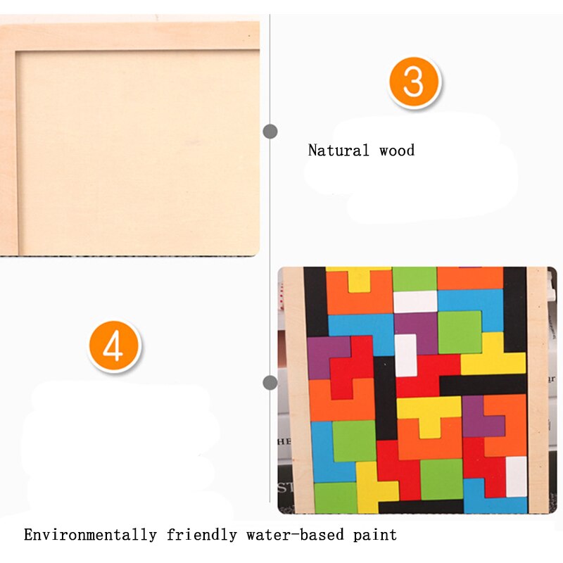 Houten Tangram Jigsaw Brain Tetris Game Puzzel Bloacks Voorschoolse Kinderen Spelen Training Educatief Speelgoed #068