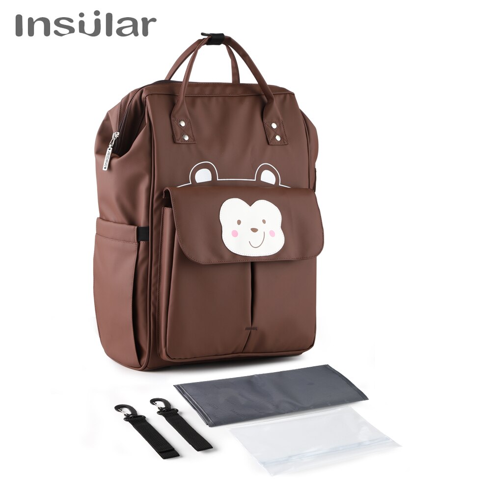 Insular Cartoon Luiertas Rugzak Usb Verwarming Waterdichte Mama Moederschap Verpleging Tas Grote Capaciteit Reizen Wandelwagen Zak: Coffee