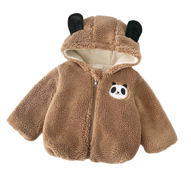 Schattige Baby Jas Jas Winter Herfst Cartoon Hooded Fleece Pluche Dikke Kinderen Jassen Bovenkleding Baby Meisje Jongen Kleding: C / 24M