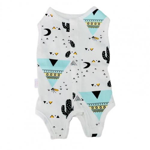 Mono portátil para mascotas, mono de algodón para perro, estampado, amigable con la piel, traje de destete para mascotas: S / Green