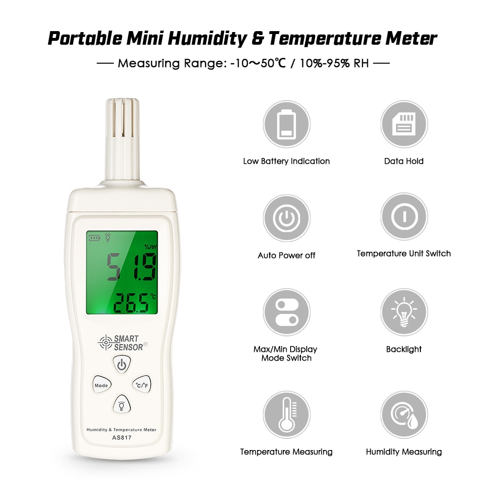 LCD digital temperature and humidity of ambient air hygrometer AS817